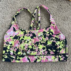 Lululemon Energy Bra Multi Colored Criss Cross Straps Sports Bra Size 4